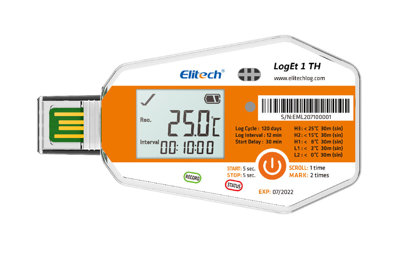 TERMOHIGRÓMETRO DATALOGGER DESCARTABLE ELITECH MOD LOGET 1 TH